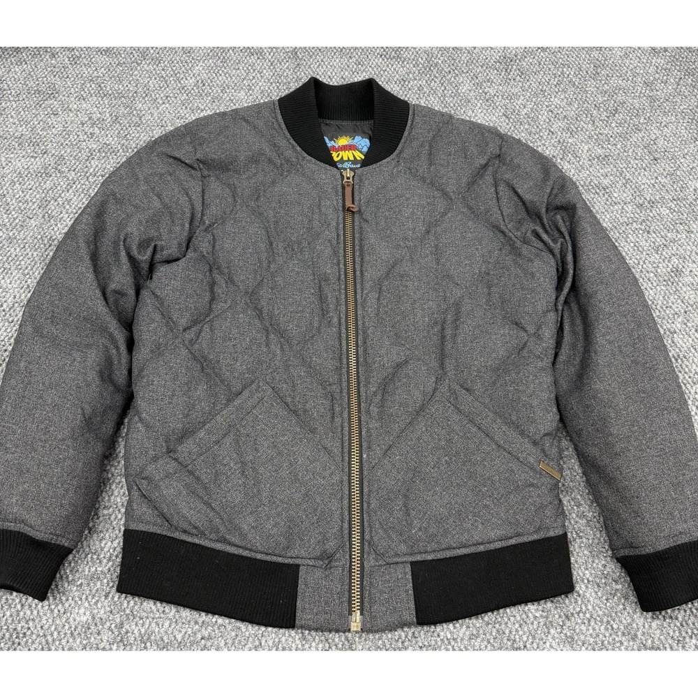 Eddie Bauer Down Jacket Men's Medium Gray 1936 Skyliner Quilted Bomber Puffer